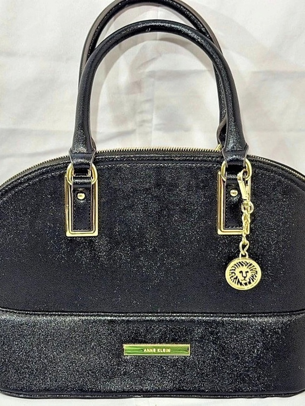 Anne Klein New Recruits Dome Satchel Bag Black Polka Dot